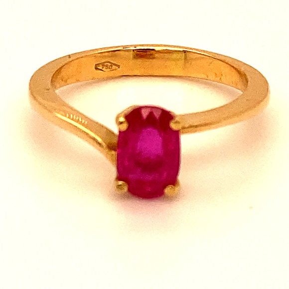 Jegdalek Ruby 1.24ct Solid 18K Yellow Gold Ring - Picture 3 of 7